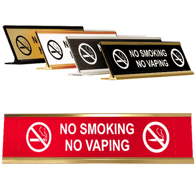 No Smoking No Vaping Desk Plate Red