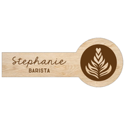 Wood Engraved Barista Name Tag