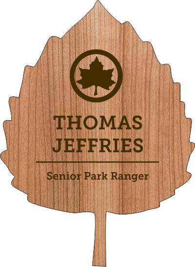Wood Engraved Leaf Shaped Name Tag