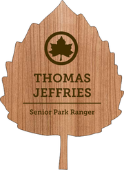 Wood Engraved Leaf Shaped Name Tag