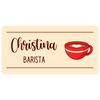 Barista Name Tag with Script Font and Coffee Cup