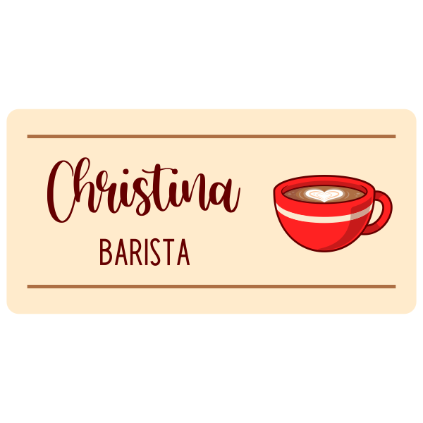 Script Coffee Cup Barista Name Tag