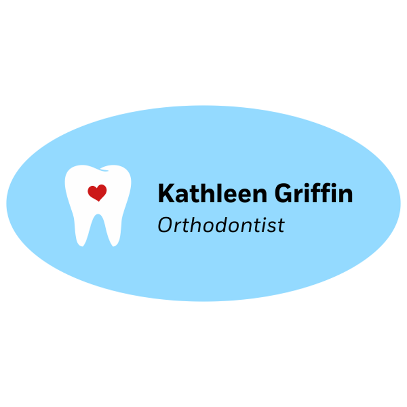 Baby Blue Oval Dentist Name Tag with Heart in Tooth
