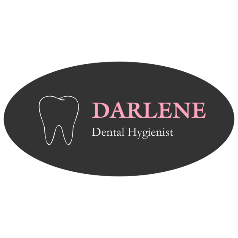 Pink and Grey Dental Name Tag with Tooth Shape