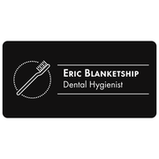 Black Toothbrush in Circle Dentist Name Tag