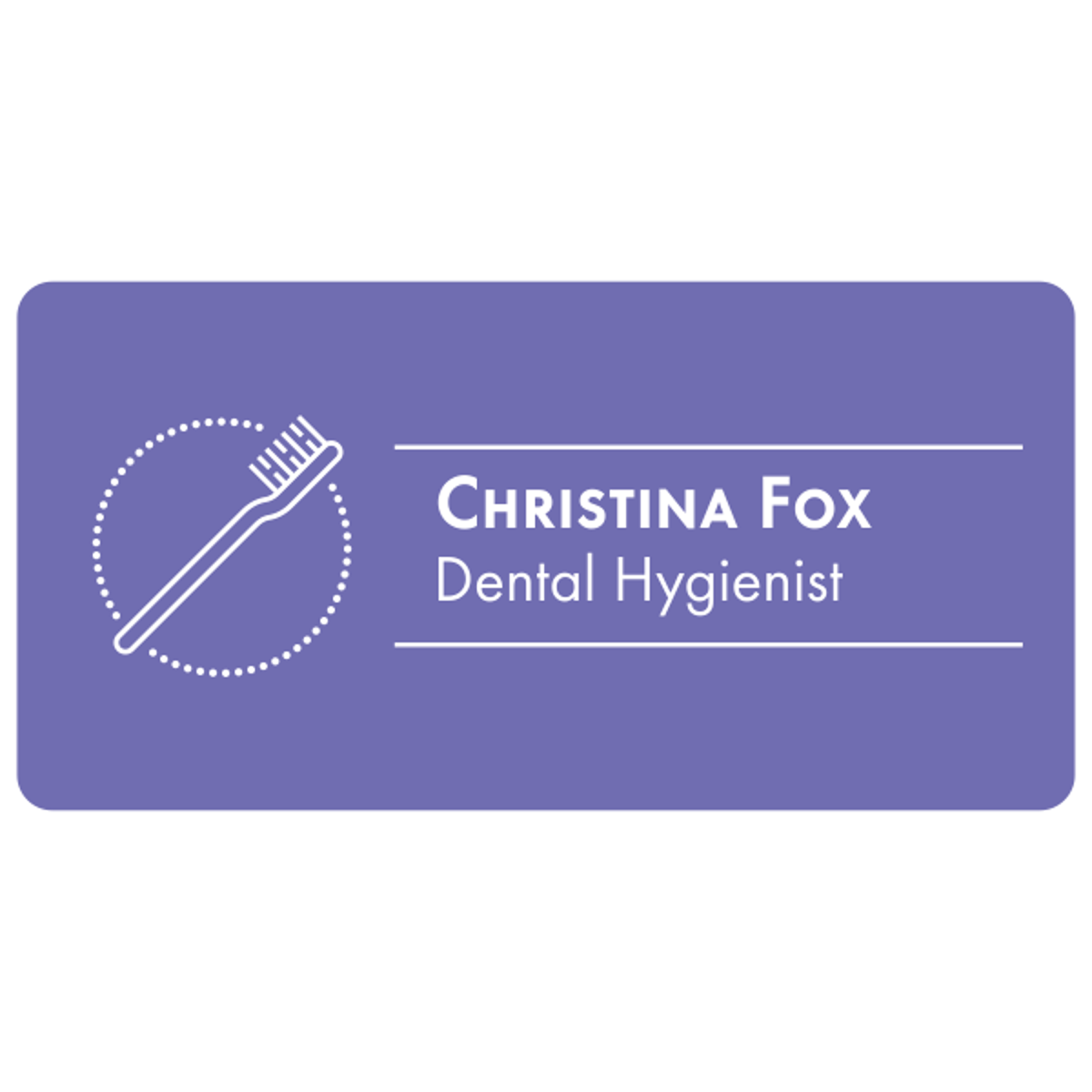 Toothbrush in Circle Dentist Name Tag in Cool Violet