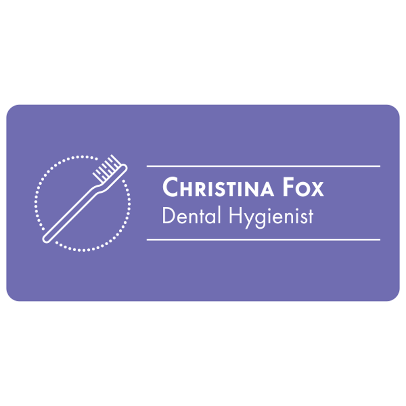 Toothbrush in Circle Dentist Name Tag in Cool Violet