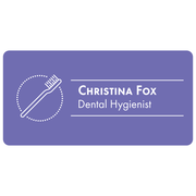 Violet Toothbrush in Circle Dentist Name Tag
