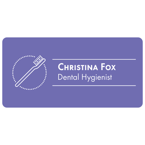 Violet Toothbrush in Circle Dentist Name Tag