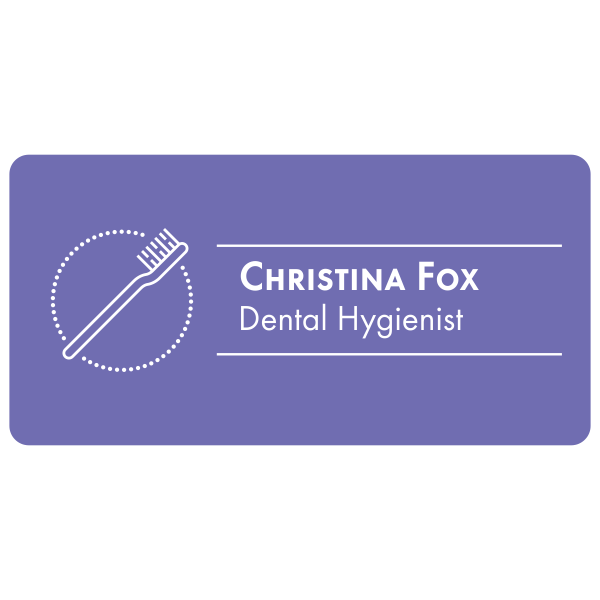 Violet Toothbrush in Circle Dentist Name Tag