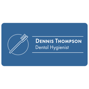 Blue Toothbrush in Circle Dentist Name Tag