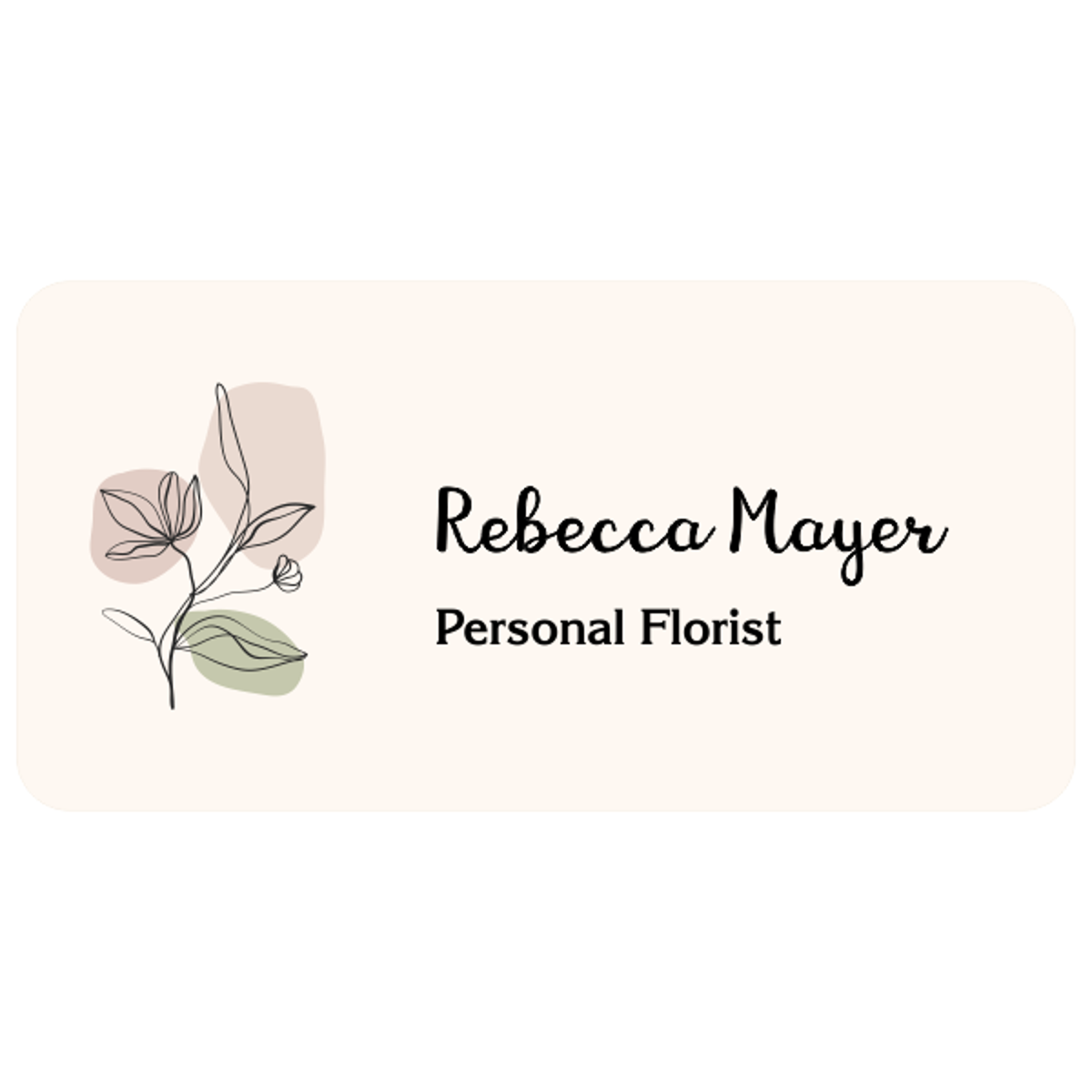 Minimal Floral Name Tag