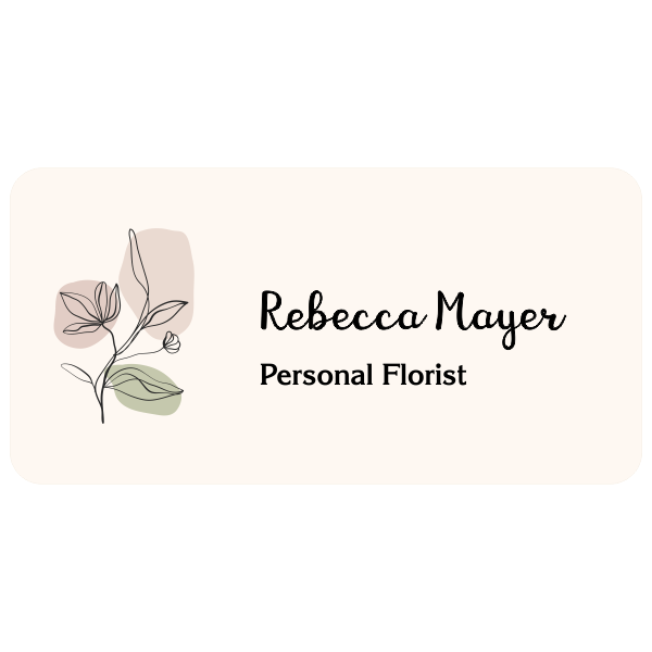 Minimal Floral Name Tag