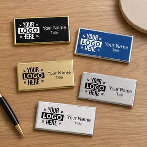 Custom Engraved Metal Framed Name Badge, 1.5" x 3"