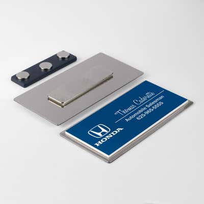 Custom Engraved Metal Framed Name Badge, 1.5" x 3"  - alternate view