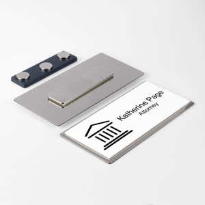 Courthouse Law Office Premier Name Tag with magnetic backing