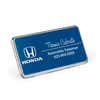 1.5x3 executive engraved name badge with silver beveled frame and rounded corners — custom name tag