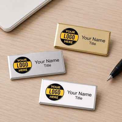 Executive Full Color Medium Rectangle Name Badges - alternate view