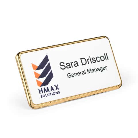 Medium Executive Name Badges | Rounded Corners | Fully Custom UV Printed | 1.5 x 3 Inch