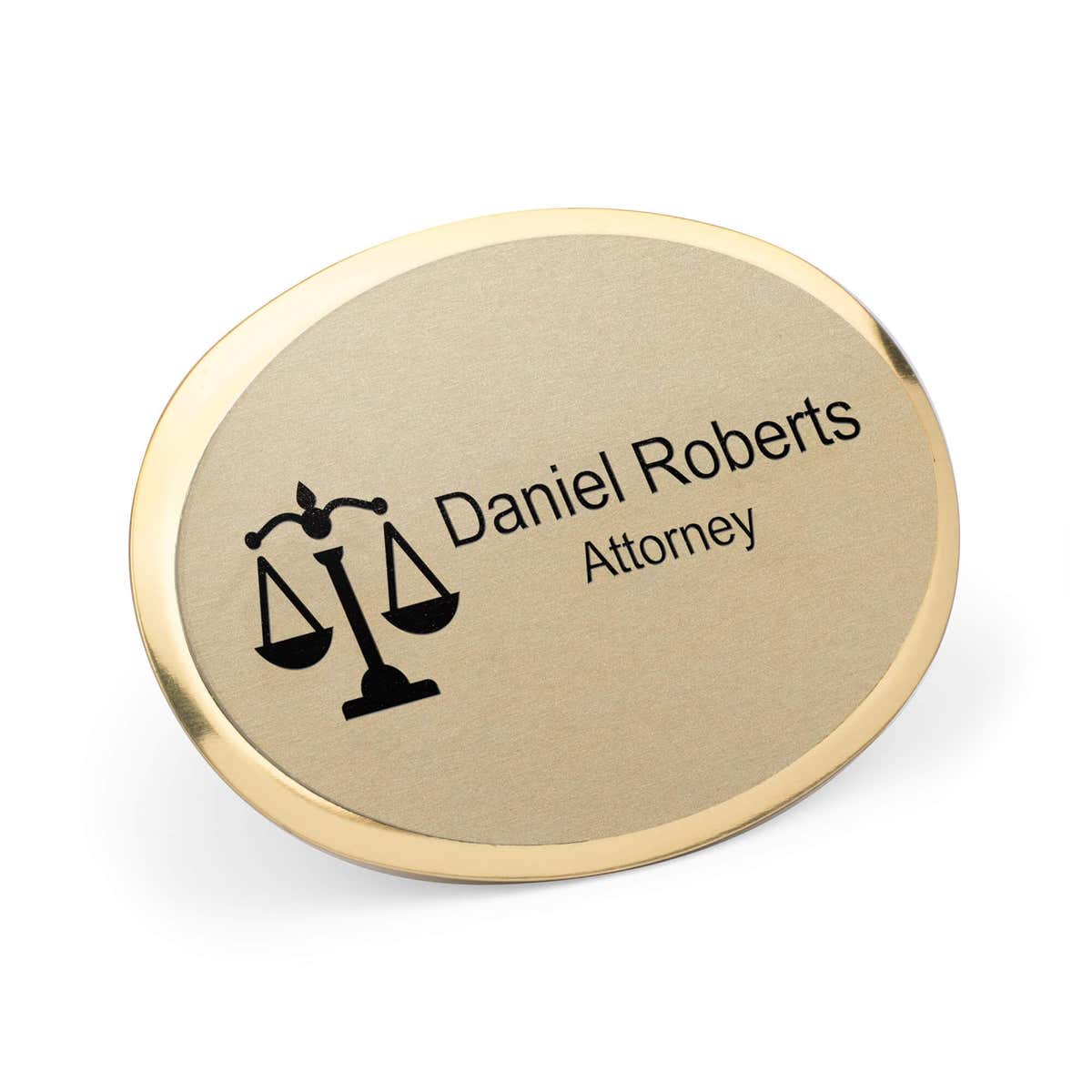 2.5x1.75 inch Law Office Oval Name Badge with Frame