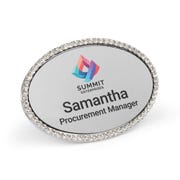 Silver Bling Oval Name Tag