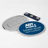 1.75x2.5 oval name badge silver frame with magnetic backing