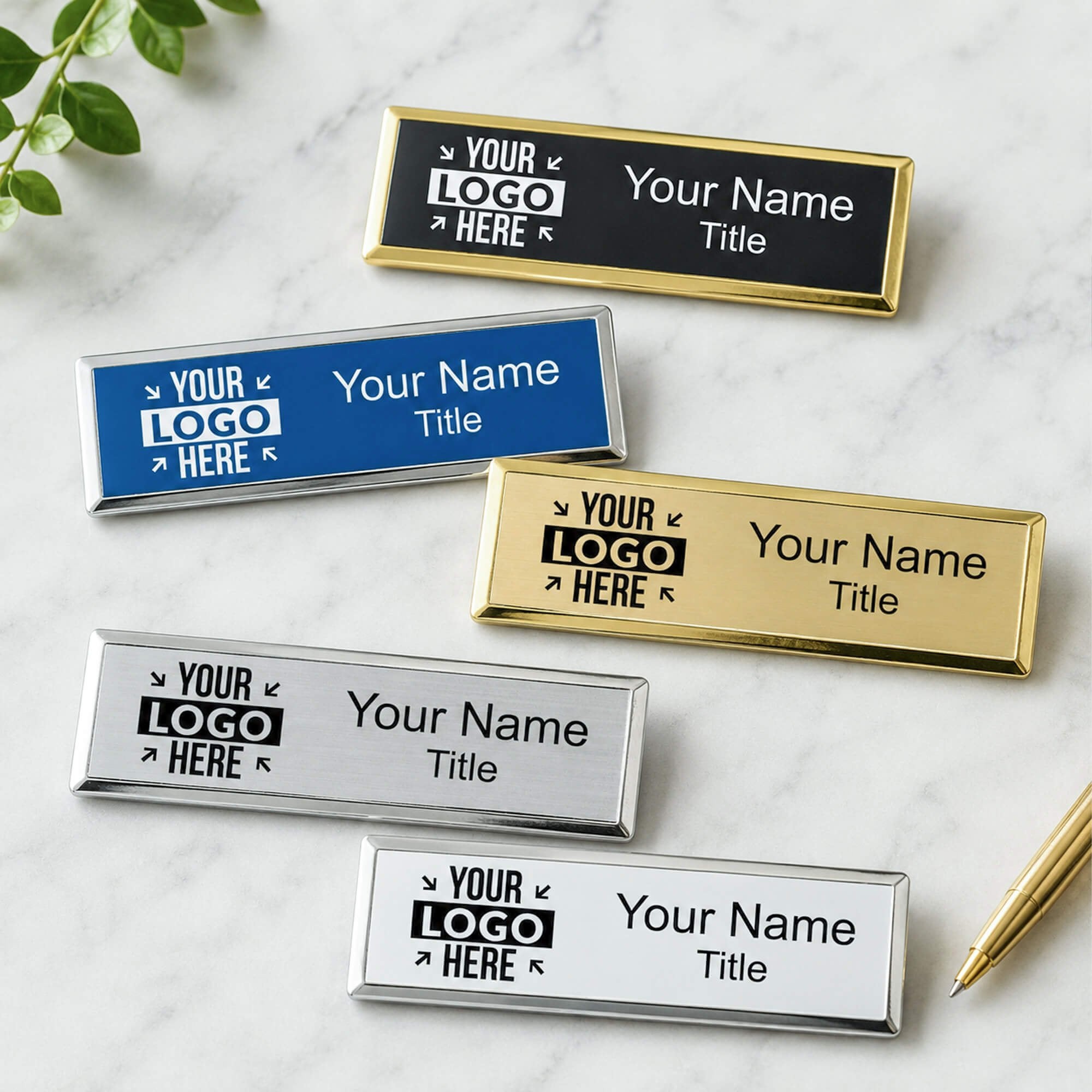 Example of name tags on a desk 