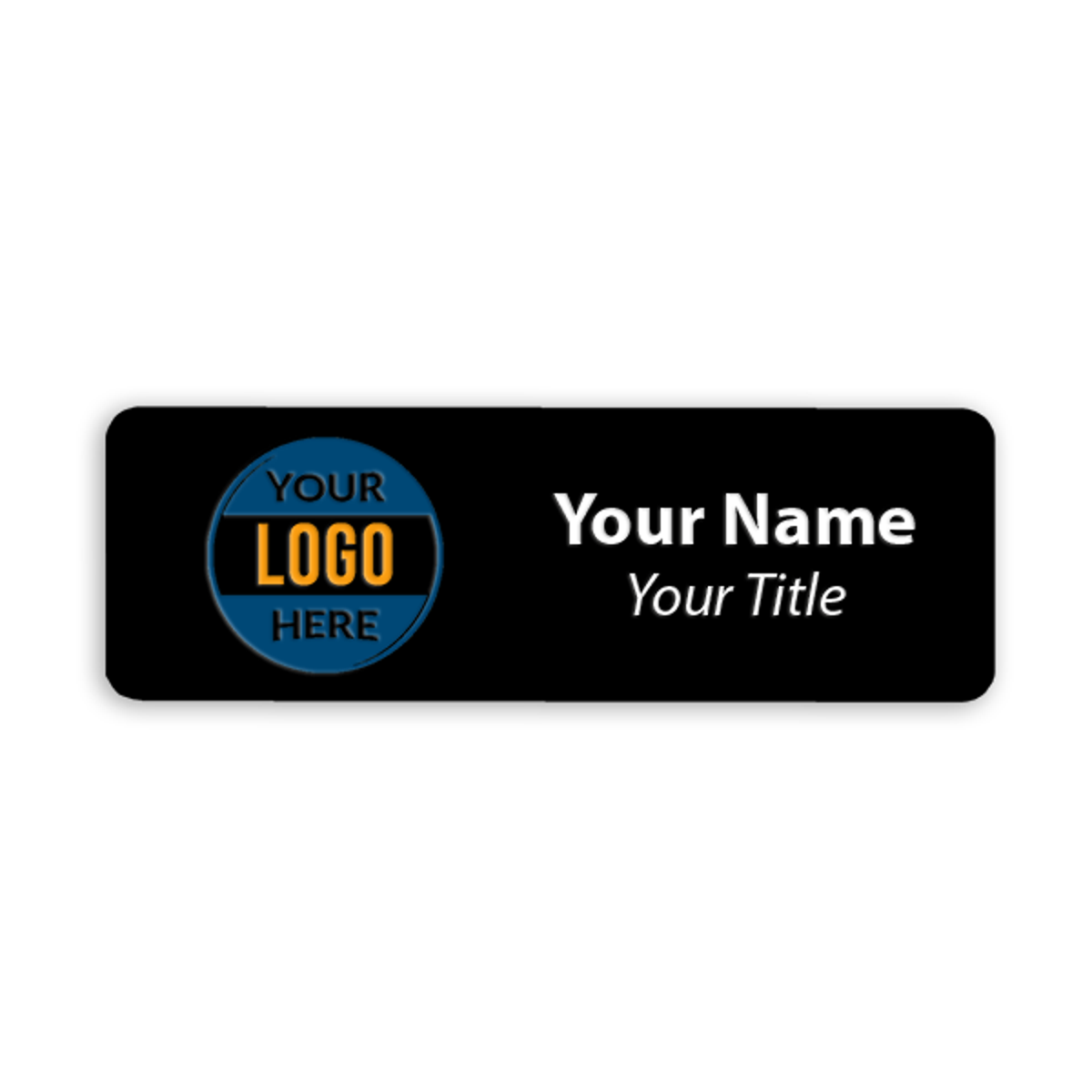 Black 1x3 inch name tag - sample template on a white background