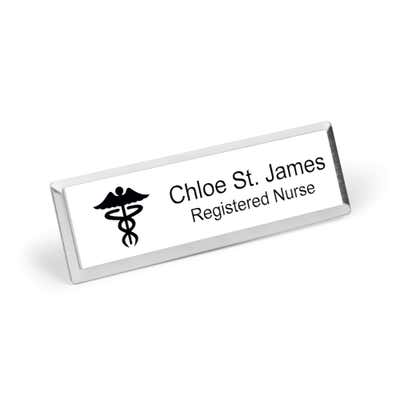 1x3 inch Caduceus Medical Name Badge