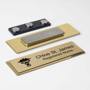 Magnetic nametag option for a gold medical badge 