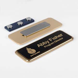 1x3 beveled name badge silver frame with magnetic backing