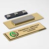 1x3 full color executive name badge gold frame with magnetic backing 