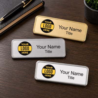 Small UV Printed  Executive Name Badges  | Rounded Corners - alternate view