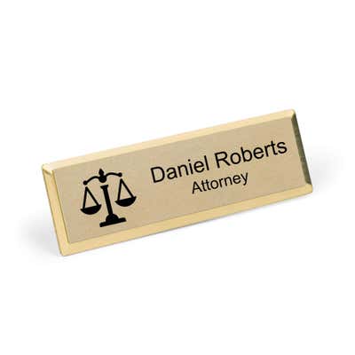3x1 inch Law Office Small Name Badge w/ Silver Holder