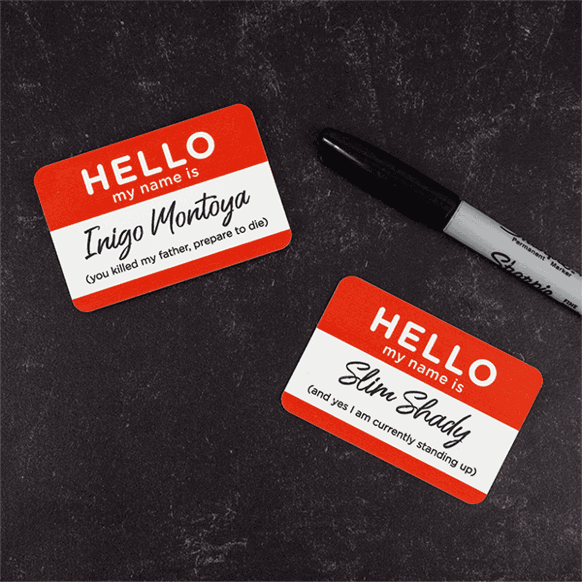 Hello My Name Is Inigo Montoya & Slim Shady Name Tags