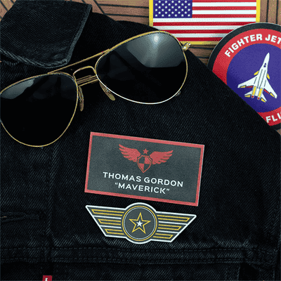 Maverick Elite Fighter Pilot Custom Costume Name Tag - alternate view