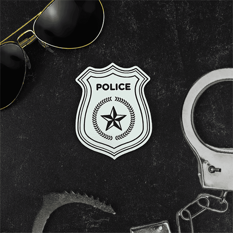 Police Badge with Aviators and Hand Cuffs