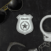 Police Badge with Aviators and Hand Cuffs