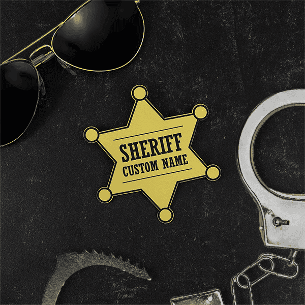 Sheriff's Badge with Aviators and Hand Cuffs