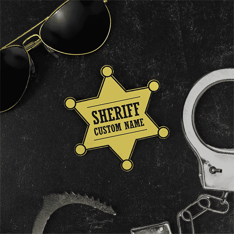Sheriff's Badge with Aviators and Hand Cuffs