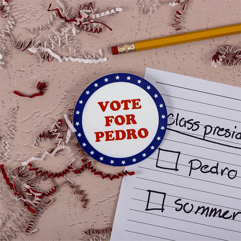 Vote For Pedro Class President Name Tag
