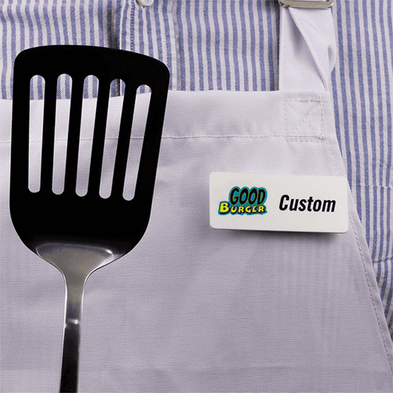 Good Burger Saucy Name Tag pinned