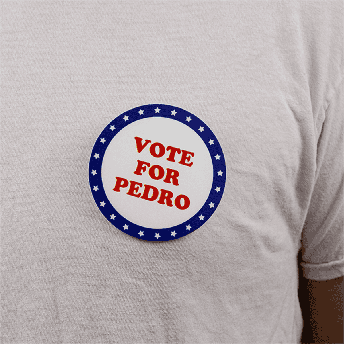 Vote For Pedro Name Tag pinned