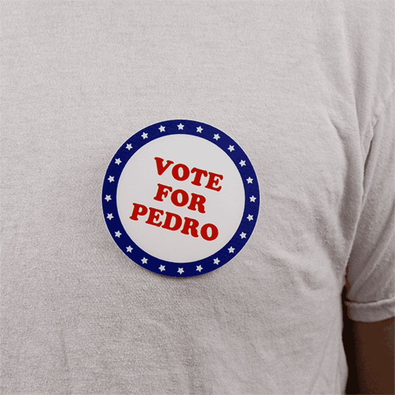 Vote For Pedro Name Tag pinned