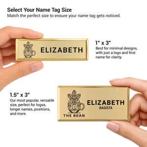 Sizing Chart for a framed Name Tag 