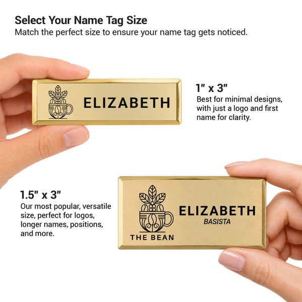 Sizing Chart for a framed Name Tag 
