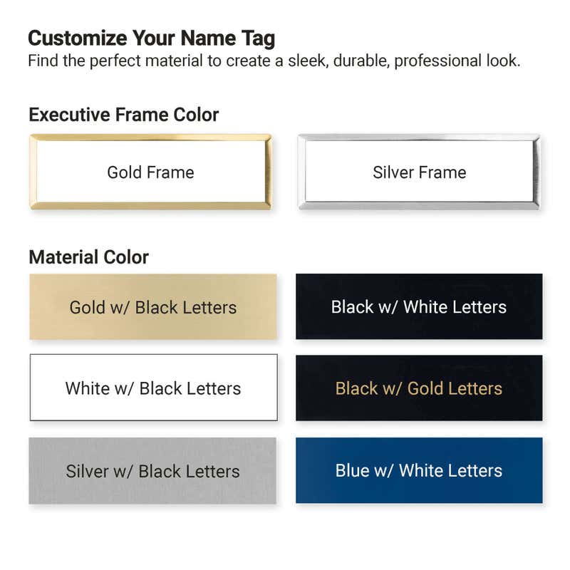 Plastic Color Options for engraved name tags