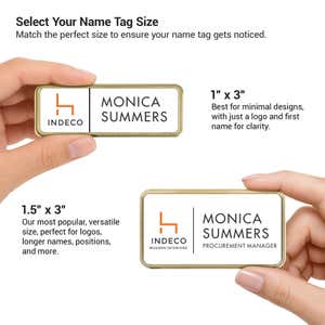 Sizing options for Medium Full Color Executive Badges with Rounded Corners