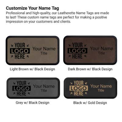 Leatherette Rectangle Framed Name Tag - alternate view
