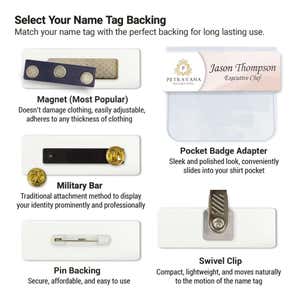 Name tag Backing options
